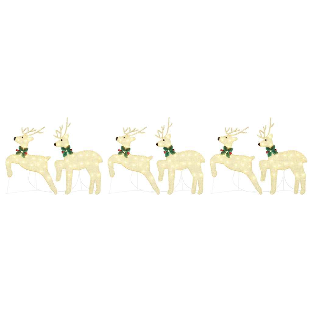 Mangloder LED Rentiere 6er Set Gold aus Stoff, Weihnachtsdeko mit USB Betrieb, warmweißer Lichterkette, Art Deco Figur für Wohnzimmer, Garten, Advent und Winter