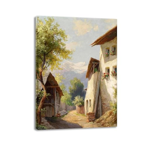 Art impression affiche vieille rue Karl Flieher pour habiller un grand mur de salon nu