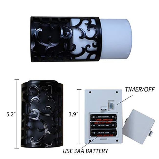 WRalwaysLX Decorative Lanterns with Timer, Candle Light Flameless Candles Indoor/Outdoor Wall Sconces,Flickering Flames Wall Light for Hallway, Bathroom,Use 3AA Battery(NOT Included),3 Pack