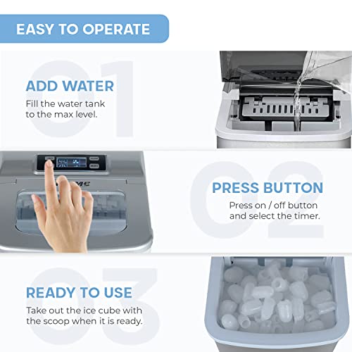 Prime Home Direct Countertop Ice Maker - Ice Makers Countertop - Portable Nugget Ice Maker - Smart Self-Cleaning - Makes Ice In 6 Min, 26 Lbs In 24 Hrs, 2 Sizes Of Ice - Stainless Steel Ice Machine #TOP6