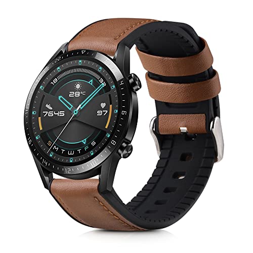 {Smartwatch Huawei Gt2 Sport Smartwatch kwmobile Pulsera compatible con Huawei Huawei Watch GT / GT2 / GT3 (46mm) correa - 1x Correas de cuero auténtico - Tamaño...