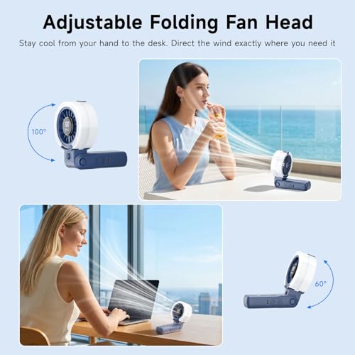 Image of HandFan 4000mAh Handheld Turbo Misting Fan, 100 levels Adjustable High Speed Mister Fan, Portable Spray Water Mist Fans, Foldable Mini Hand Fans for Summer Beach Travel Concerts Disney(Royal Blue)