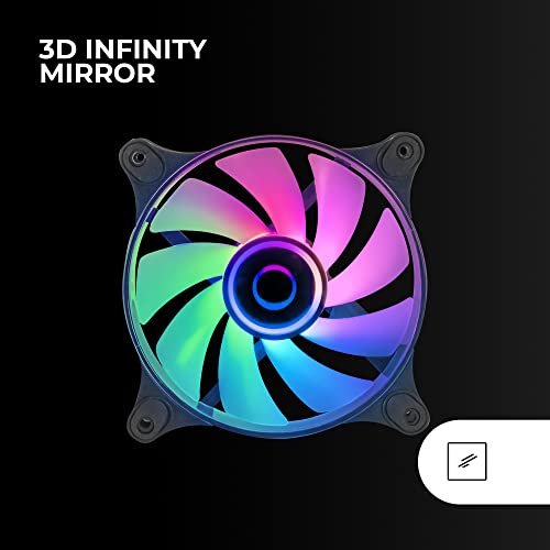 Mars Gaming MF-3D Nero, Ventola Argb 360° 12Cm, Specchio Infinito 3D, Sistema Anti-Vibrazioni, Ultra-Silenzioso, Compatibilità Completa - 2