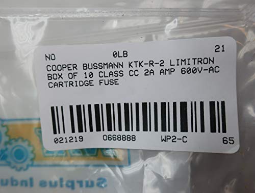 Box Of 10 Cooper Bussmann Ktk-R-2 Limitron Cartridge Fuse Class Cc 2A 600V-Ac #TOP6
