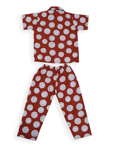 Image of Soft Cotton Printed Night Dress Night Suit Sleepwear Nightwear Set Unisex Kids Wear