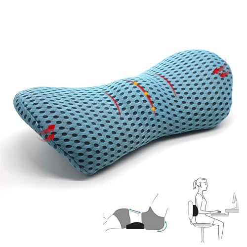 iKALULA Cojin Lumbar Coche, Cojín Lumbar Ergonómico de Espuma Viscoelástica, Cojin Lumbar Silla Oficina, Almohada Lumbar Ergonómico para Coche, Silla Oficina, Cama, Sofa Soporte Lumbar (Azul)