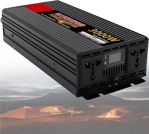 Image of 3000W Pure Sine Wave Power Inverter DC 12V/24V/48V to AC 110V/220V, Portable Volta Converter for Truck, Camping, RV, Off-Grid Use - High Efficiency, Quiet Operation