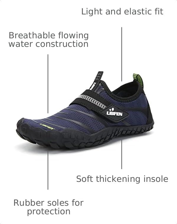 Image of UBFEN Kids Water Shoes for Boys Girls Quick-Dry Swim Aqua Socks | Lightweight, Barefoot-style, Perfect for Water parks, Beach, Pool, Kayak, Creek Hiking, Camping, Toddler, Little Kid, Big Kid