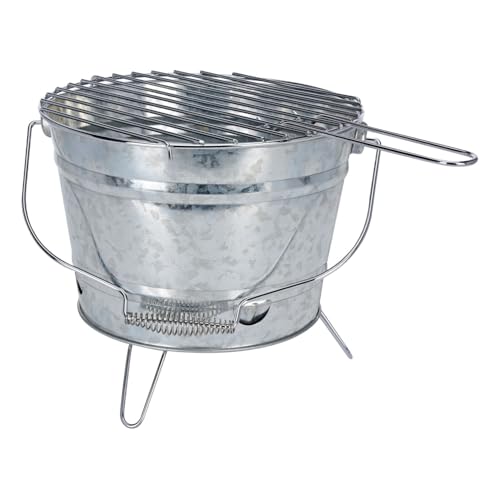 Mojawo BBQ Outdoor Picknickgrill Grilleimer Feuereimer Minigrill tragbar Ø27xH22cm mobiler Grill mit Grillrost