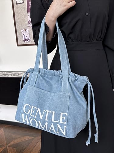 Bolso Tote de mezclilla casual grande para mujer miniatura 7