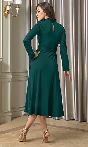 Image of KOH KOH Womens Long Sleeve Semi Formal Work Elegant Pockets Mini Midi Dress