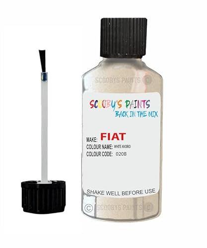 Scoobys Paints Back In The Mix Bianco Avorio Touch Up Paint For Fiat 500 020B 2018-2019 30Ml Bottle Brush Scratch Stone Chip Repair Pen