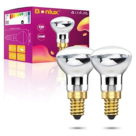 Bonlux E14 R39 25W Lava Birne Lavalampe Glühbirne Reflektorlampe Dimmbar Warmweiß 2400K-2600K Schraube Lavalampen Strahler 240V Kleine Edison Schraube SES 360° Abstrahlwinkel Cover