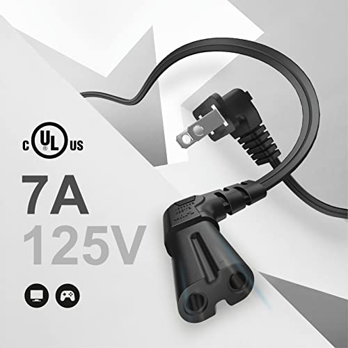 TNP 2 Prong Power Cord NEMA 1-15P to IEC320 C7 Nonpolarized Right Angle Power Cord, Figure 8 Shotgun Replacement Cord for PS4, PS3 Slim, Printers, LG, Apple, Samsung, TCL TV,... - Image 3