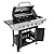 46,500 BTU 4-Burner Propane Gas Grill with Side Burner | Stainless Steel Outdoor BBQ Grill | Porcelain-Coated Grates, Lid Thermometer & Foldable Shelves | Black & Silver Patio Grill