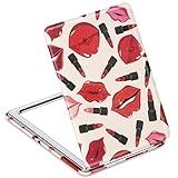 YTLX Espejo de maquillaje compacto de calidad para niñas y mujeres, pequeño espejo de mano con piel