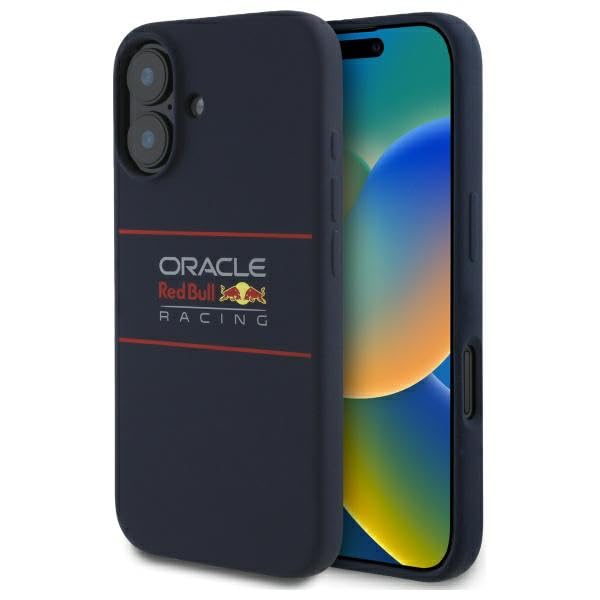 CG MOBILE Red Bull RBHMP16M24SIHSRV Coque pour iPhone 16 Plus 6,7" Bleu Marine Licence Silicone Logo horizontal Compatible avec MagSafe