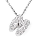 AGGRAD Collar con dije de letra de burbuja, oro de 14 quilates y plata con inicial de diamante, collar de cadena con colgante de diamante, joyería de regalo para mujer, Circonita cúbica plateada