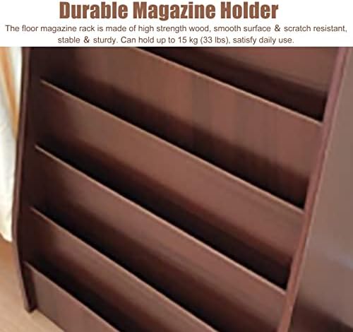 Elegant White Magazine Holder Rack for Shelves - 7-Tier Brochure Display Stand for Home & Office Decor, Stylish Brown Finish, Perfect for Organizing Magazines & Literature