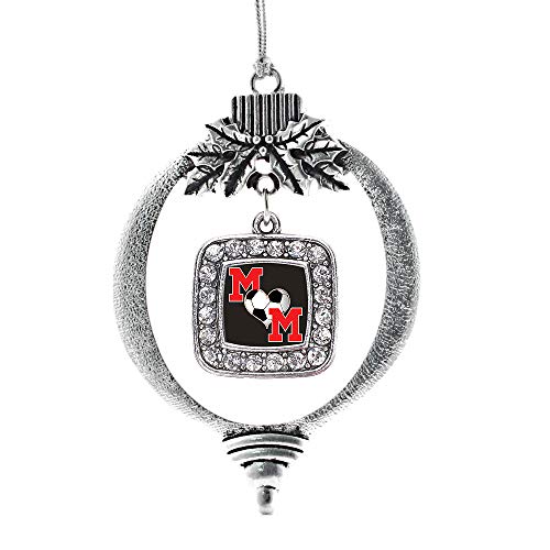 Inspired Silver - Soccer Mom - Silver Christmas Ornament - Square Charm Christmas Tree Ornament with Cubic Zirconia - Holiday Hanging Decoration