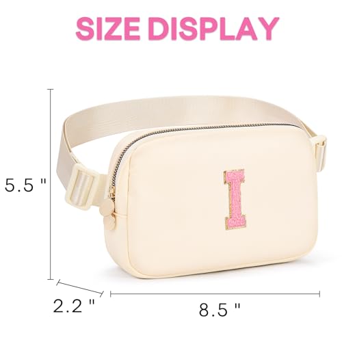 Image of mibasies Initial Fanny Pack for Girls, Birthday Gifts for 4 5 6 7 8 9 10 11 12 13 Teen Girl - Cute Personalized Trend Stuff - Cream I