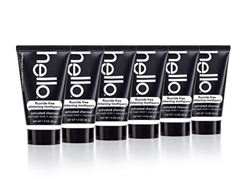 Hello Travel Size Activated Charcoal Epic Whitening Toothpaste, 6 Count | Sls Free, Fluoride Free #TOP1
