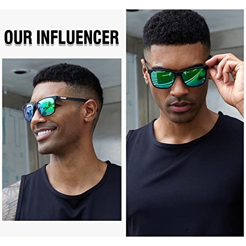 Image of DUCO Mens Sunglasses Polarized UV Protection Retro Rectangular Frame Sun Glasses for Driving Fishing 100% UV Blocking 3029H