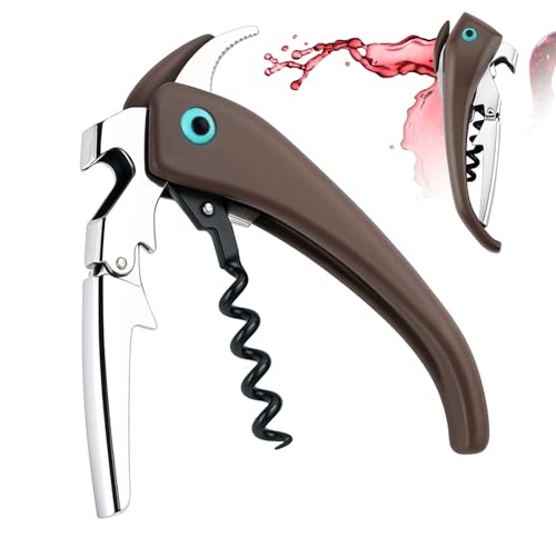 Cavatappi Professionale per Vino e Birra, Apribottiglie in Acciaio Inossidabile a Forma di Coccinella con Manico Ergonomico, Facilità d’Uso e Divertente con Coltello Per Foil(Grigia)