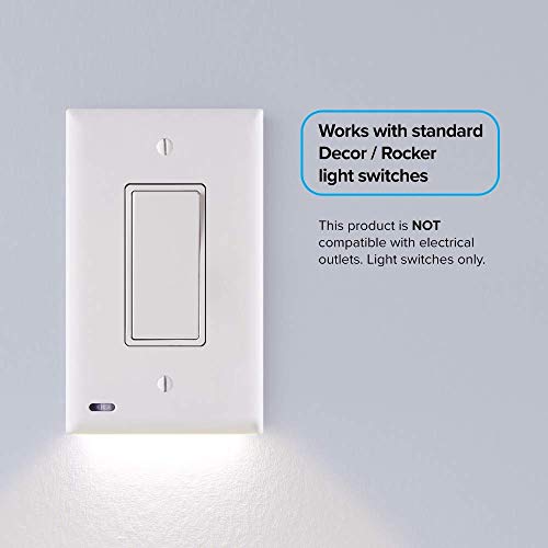Snappower Single Switchlight - Led Night Light - For Light Switches - Light Switch Plate With Led Night Lights - Adjust Brightness - Auto On/Off Sensor - (Rocker, White) #TOP1