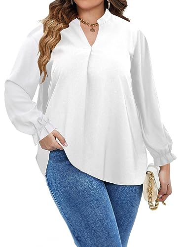 SCOMCHIC Women's Plus Size Swiss Dot Smocked Top - Loose Flowy Short Sleeve Blouse For Summer