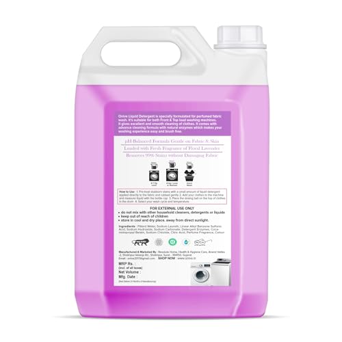 Image of Liquid Detergent 5 Litre, For Top Load and Front Load, With French Lavender Fragrance, Detergent Liquid for Washing Machine - 5 Ltr
