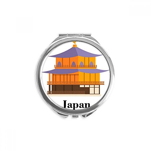 Espejo redondo de bolsillo para retocar el maquillaje con diseño de templo japonés