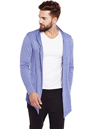 Image of Chill Winston Royal Blue Grindle Cotton Blend Shrug for Men