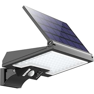 JESLED Luz Solar Exterior, 108LEDs Luz Solar Exterior con Sensor de Movimiento, 2600 mAh Giratoria Luces Solares, 4 Modos Lámpara Foco LED Solar para Jardín