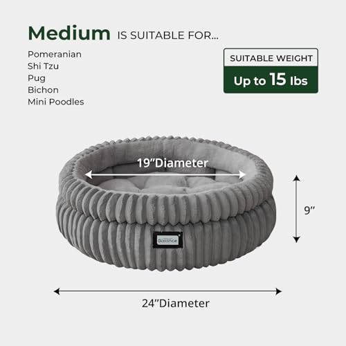Image of BALANCE Cat Bed Kitten Bed, Washable Round Cat Beds for Indoor Cats,Super Soft Plush Faux Fur Pet Bed for Puppy and Kitten with Anti-Slip Bottom
