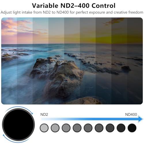 ARTCISE ND2-400 Variable ND Filter – HD Optical Glass, Anti-Glare, Ultra-Thin Frame, Precision Threads, Adjustable Light Reduction for DSLR & Mirrorless Cameras (52mm) by ARTCISE - Used condition - Image 2