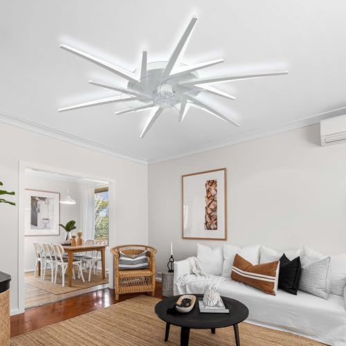 YFHKWJ Blanco Moderno 92CM Ventilador De Techo Con Luz Y Mando A Distancia 72W Motor DC Silencioso 6 Velocidades, Modo Reversible Invierno/Verano Lampara Techo Ventilador Para Dormitorio Salon-White