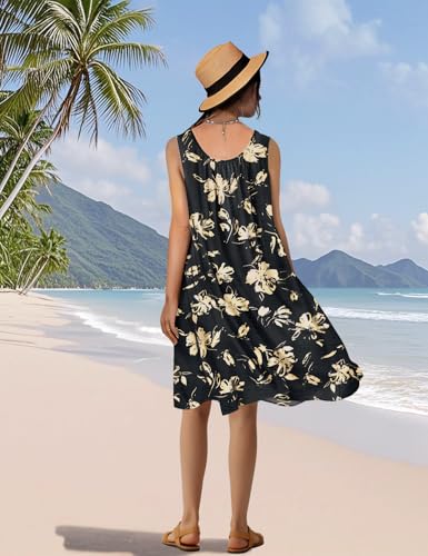 Image of YESNO Summer Dresses for Women Casual Boho Floral Sundresses Sleeveless Scoop Neck Beach Tank Dresses EVS