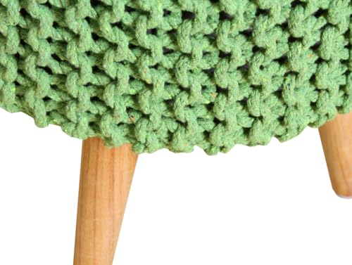 Image of Ottoman Foot Rest Puffy, Cotton Dori Ottoman for Home Decor, Solid Wood Legs Dressing Stool, Footstool Puffy for Living Room & Office Room | 16x17 Inch, Set of 2, Dori Baby Pink-Light Green