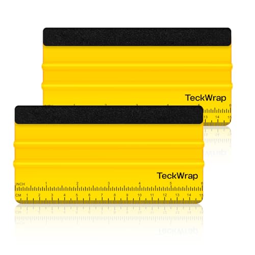 Image of TECKWRAP Professional Felt Squeegee for Vinyl, Yellow, 2 PCS, 6 inchx2.9 inch | For Vinyl Decals, Inkjet Vinyl Sticker Paper, Wallpaper, Scratch-Free Application