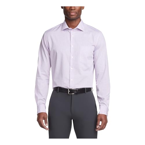 Van Heusen Men's Dress Shirt Regular Fit Flex Collar Check, Soft Lilac, 18.5" Neck 34"-35" Sleeve (XX-Large)