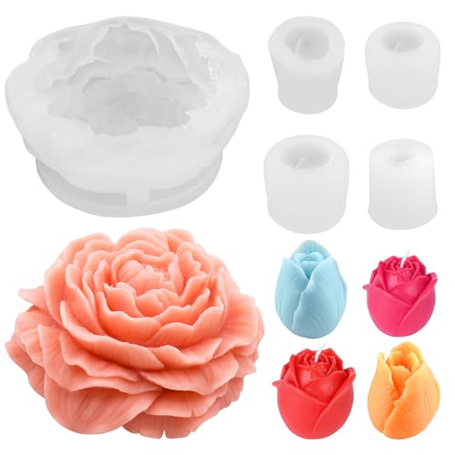 Facile da realizzare: questi stampi in silicone consentono di versare candele con facilità e con motivi floreali realistici. Versare i materiali preparati negli stampi delle candele, attendere che si induriscano completamente, quindi staccarli delicatamente dal bordo e infine staccarli leggermente dal pavimento.