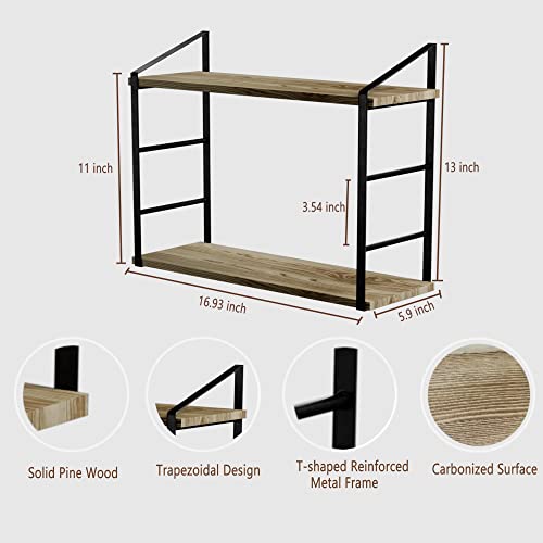 Adjustable Floating Shelf With Sturdy Metal Frame - Pine Natural Wood Diy Long Shelves, Reclaimed Wood Shelves For Wall Storage, Wall Mounted Shelf For Multiple Purposes Perfect For Home And Office #TOP2