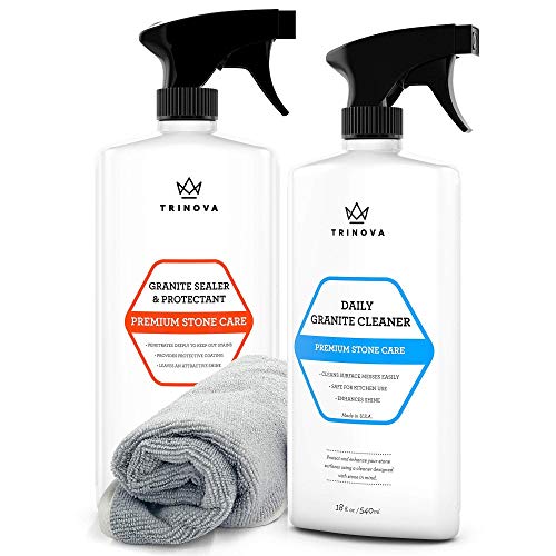 TriNova Granite Cleaner and Granite Sealer Bundle Pack - Cleans Grime & Grease, Enhances Shine & Protects Your Granite, Marble, and Quartz Countertops