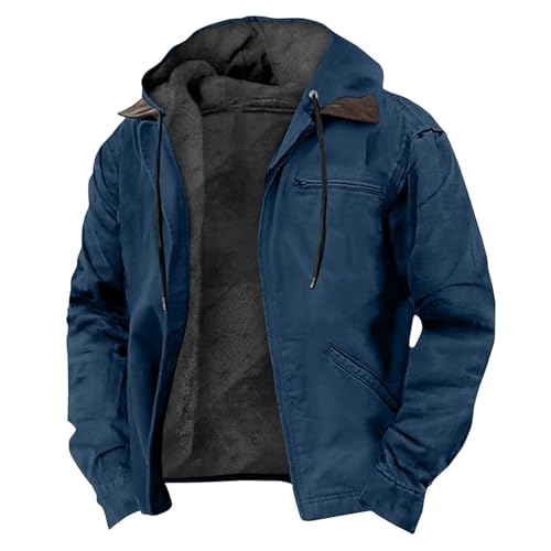 Men Winter Jacket Hoodies Fleece Lined Thick Warm Sweatshirt Outwear Zipper Casual Sherpa Coat with Pocket Plus Size