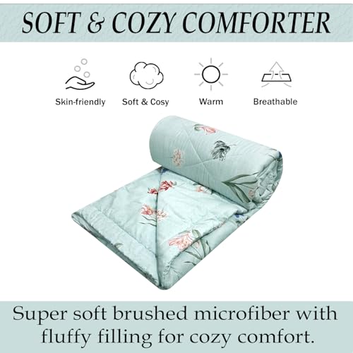 Image of MORADO Glace Cotton AC Comforter /Blanket /Quilt for Double Bed | Ultra Soft & Lightweight | All Season Reversible Comforter | Cozy Bedding for Home & Hotel|Size 90x100 Inches,Lavender & Floral,Double