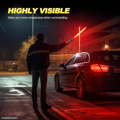 Image of E-riding 40 Pack Traffic Wand, 21 Inch Traffic Control Wand with 3 Flashing Modes & Side Clip, LED Safety Baton for Traffic Control, Parking, Aircraft, Car Directing