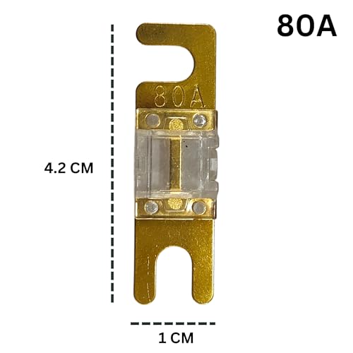 Image of KMH 80A Mini ANL Fuse Kit Nickel Blade Plated Fork Fuses | Car Audio & Video Circuit Breaker Protection | Electronic System Fuse Holder for Safe Power Distribution, Pack of 10