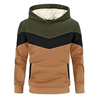 Arshiner Boys Color Block Pullover Hoodies Kids Fashion Hooded Sweatshirts with Kangaroo Pockets Size 16 Army Green