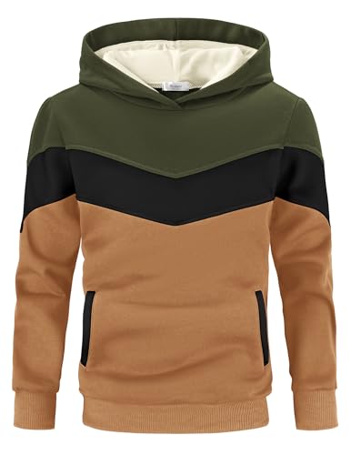 Arshiner Boy's Color Block Pullover Fleece Hoodie Long Sleeve Casual Sweatshirt with Pocket Age 3-12 Years